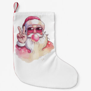 Santa Claus Blowing Bubble Gum Pink Sunglasses Small Christmas Stocking