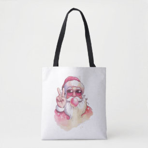 Santa Claus Blowing Bubble Gum Pink Sunglasses Tote Bag