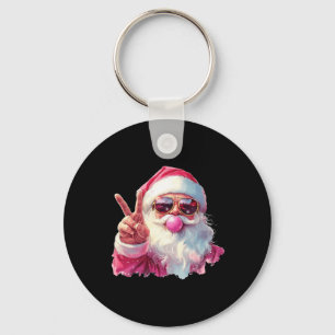 Santa Claus Blowing Bubble Gum Pink Sungles Christ Key Ring