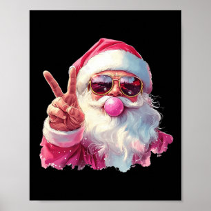 Santa Claus Blowing Bubble Gum Pink Sungles Christ Poster