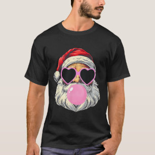 Santa Claus Blowing Bubble Gum Pink Sungles Christ T-Shirt