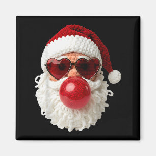 Santa Claus Blowing Yarn Crochet Bubble Gum Heart  Magnet