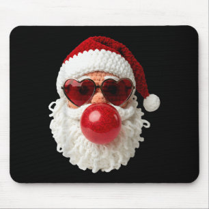 Santa Claus Blowing Yarn Crochet Bubble Gum Heart  Mouse Mat