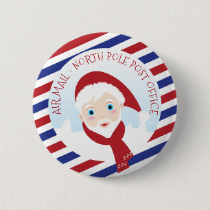 Santa Claus blue and red   6 Cm Round Badge