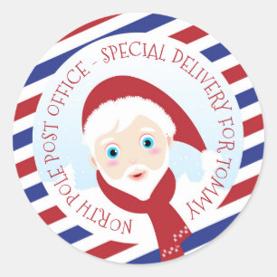 Santa Claus blue and red Classic Round Sticker