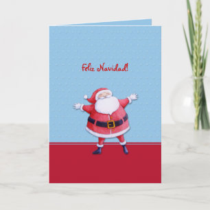 Santa Claus blue Spanish Christmas Card