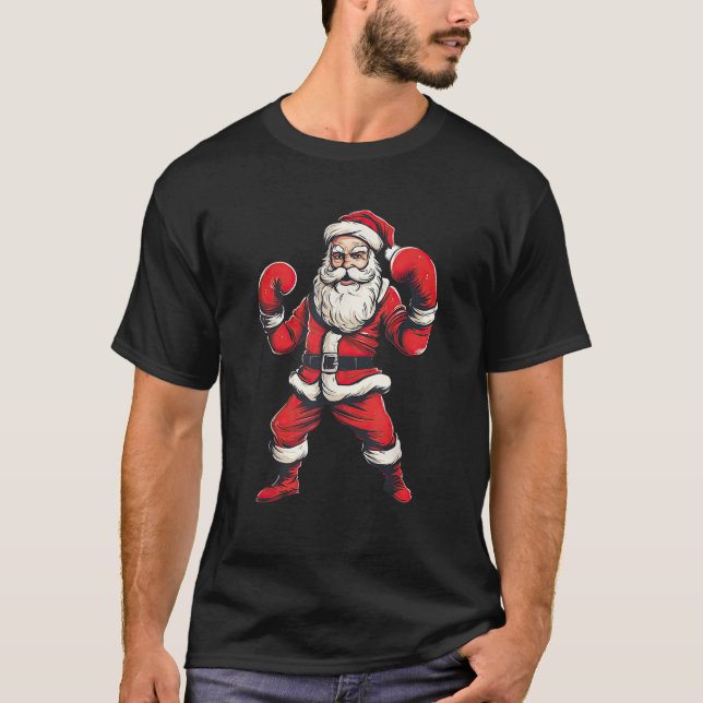 Santa Claus Boxer Boxing Kickboxing Christmas Mart T-Shirt (Front)