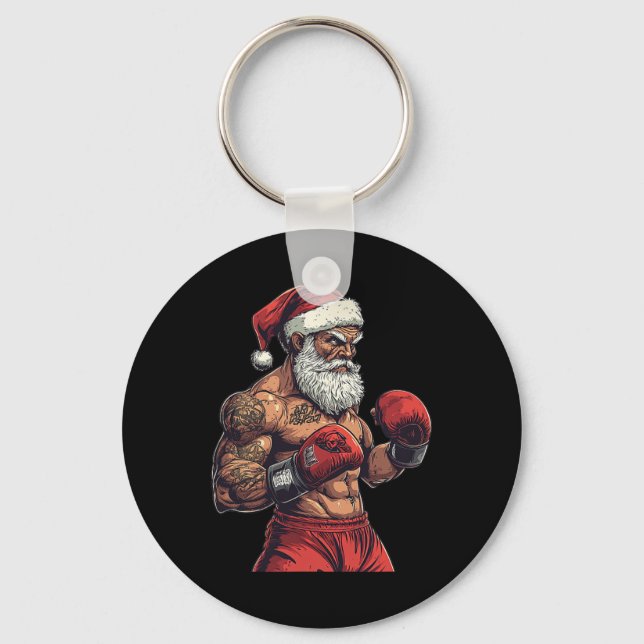 Santa Claus Boxing And Mma - Christmas Boxing  Key Ring (Front)