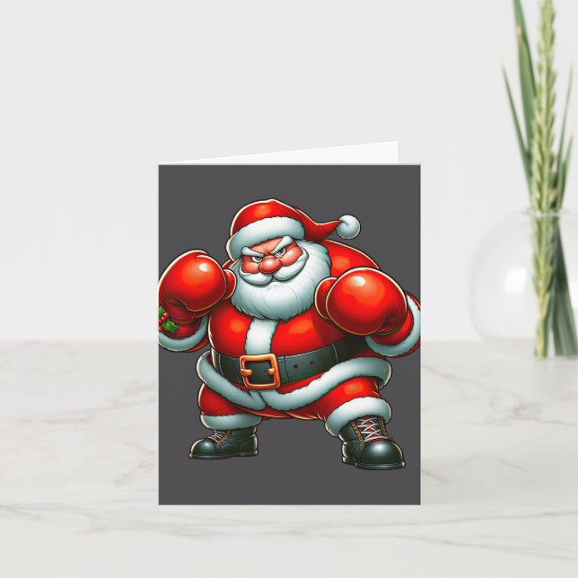 Santa Claus Boxing Player Boxer Merry Christmas Xm Card (Front)