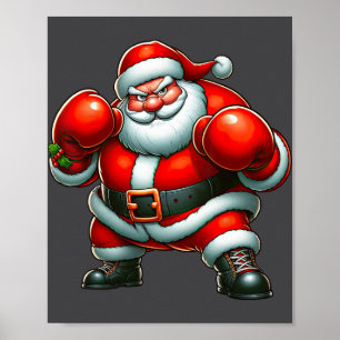 Santa Claus Boxing Player Boxer Merry Christmas Xm Poster