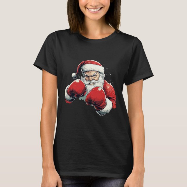 Santa Claus Boxing - Santa Claus With Boxing Glove T-Shirt (Front)