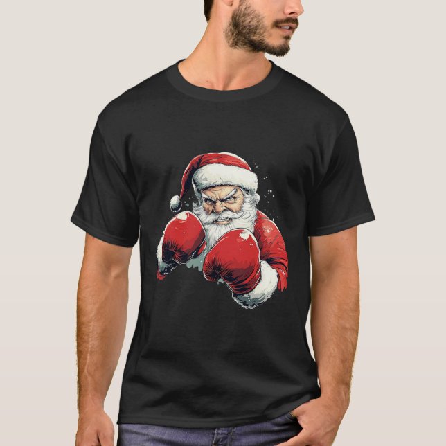 Santa Claus Boxing - Santa Claus With Boxing Glove T-Shirt (Front)