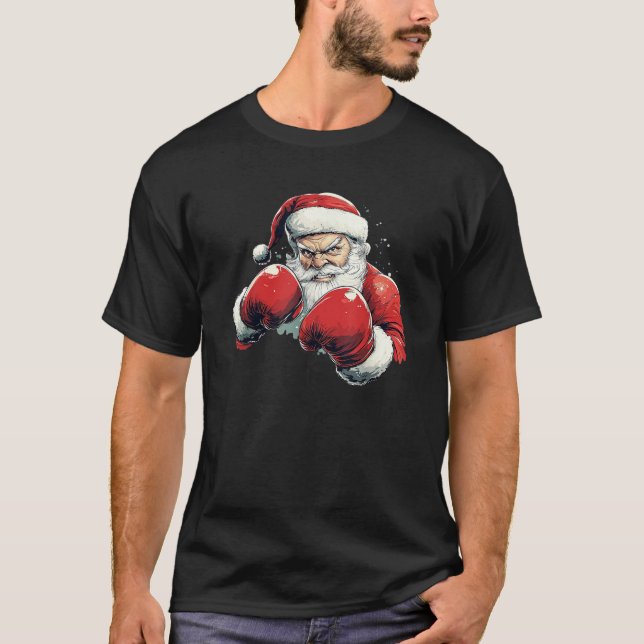 Santa Claus Boxing Santa Claus with Boxing Gloves  T-Shirt (Front)