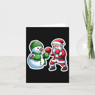 Santa Claus Boxing Snowman Christmas  Card