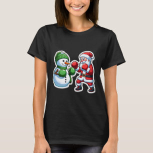 Santa Claus Boxing Snowman Christmas  T-Shirt