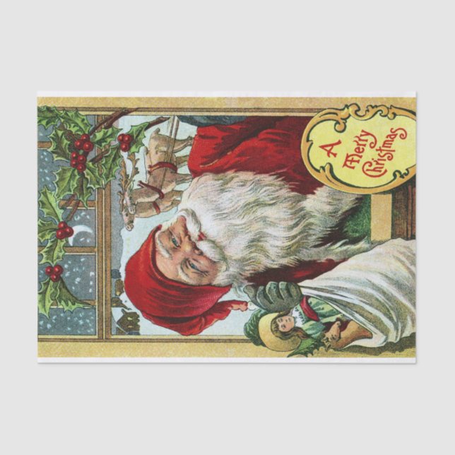 Santa Claus Bringing Presents! Tissue Paper (Front)