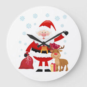 Santa Claus brings toys Large Clock