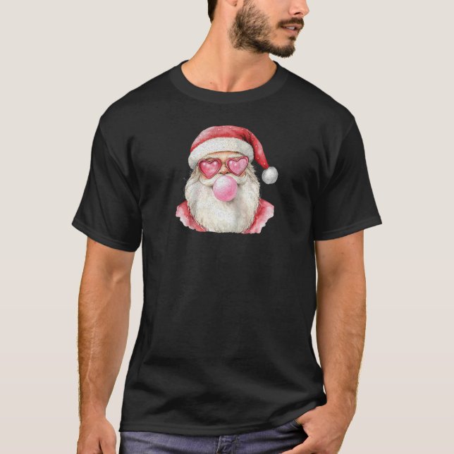 Santa Claus Bubble Gum Funny Christmas Raglan Base T-Shirt (Front)