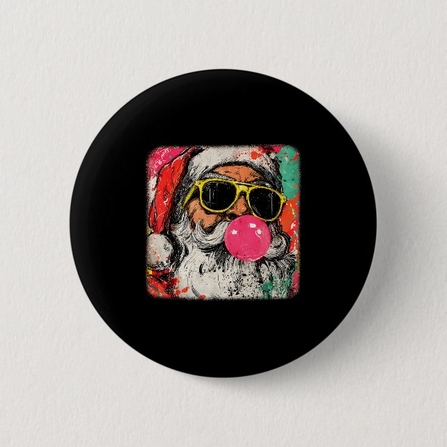 Santa Claus Bubble Gum Merry Xmas Painting Men Wom 6 Cm Round Badge (Front)
