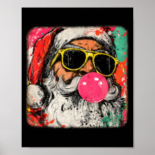 Santa Claus Bubble Gum Merry Xmas Painting Men Wom Poster