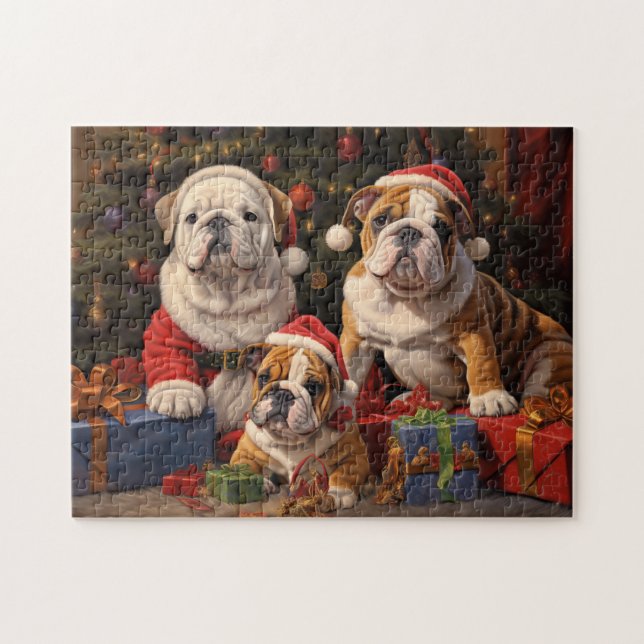 Santa Claus Bulldogs Christmas puzzle (Horizontal)