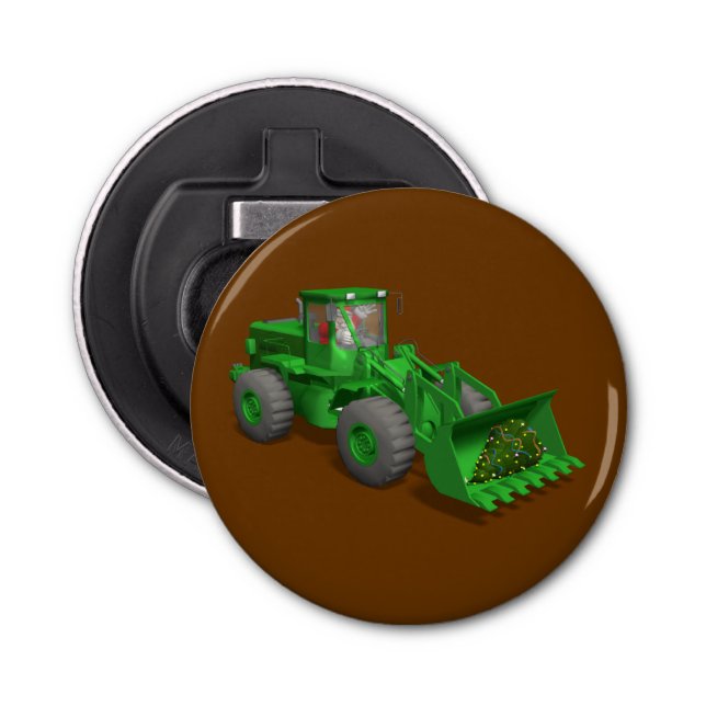 Santa Claus Bulldozer Operator Bottle Opener (Front)