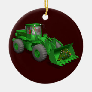 Santa Claus Bulldozer Operator Ceramic Tree Decoration