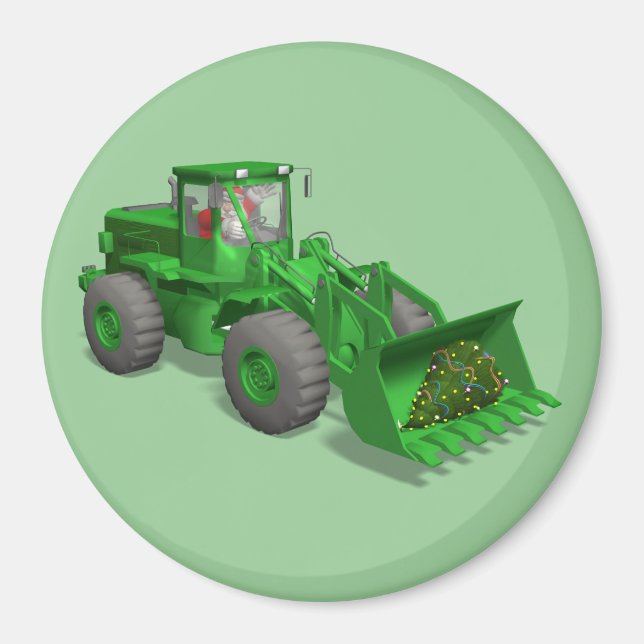 Santa Claus Bulldozer Operator Magnet (Front)
