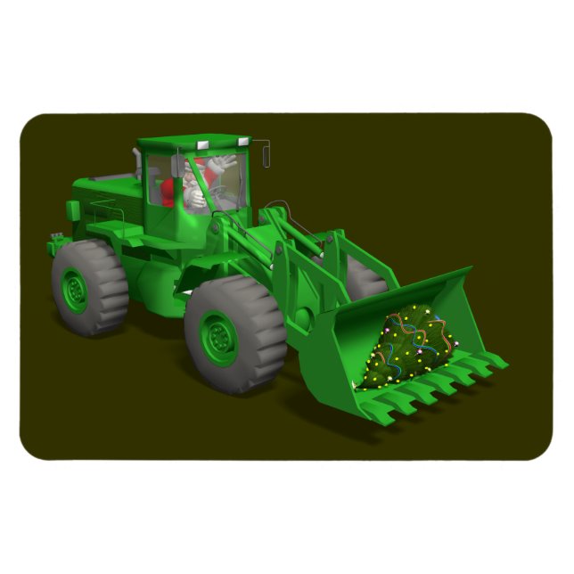 Santa Claus Bulldozer Operator Magnet (Horizontal)