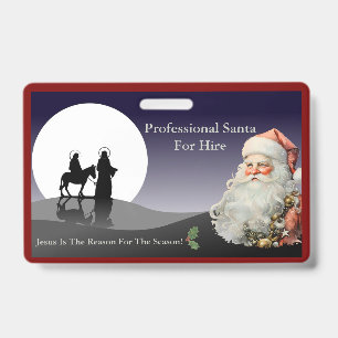 Santa Claus Business Card Jesus Is The Reason ID Badge