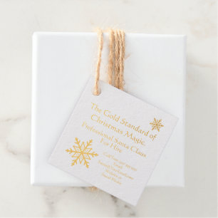 Santa Claus Business Card Print Gold Favour Tags