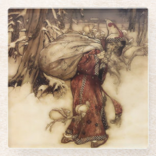 “Santa Claus” by Arthur Rackham Glass Coaster
