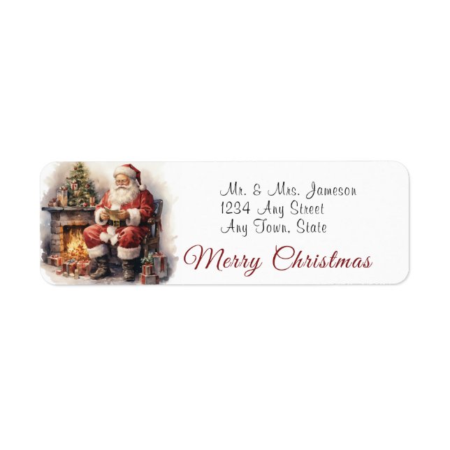 Santa Claus by Fireplace Merry Christmas   (Front)