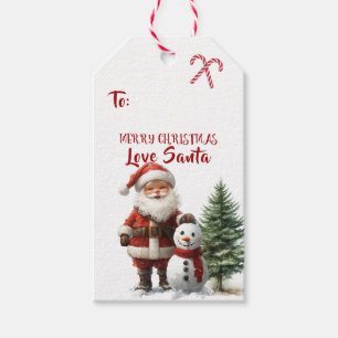 Santa Claus Candy Cane Snowman  Gift Tags
