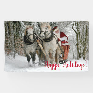 Santa Claus Carriage Christmas Holiday Banner