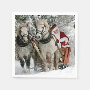 Santa Claus Carriage Christmas Holiday Napkin
