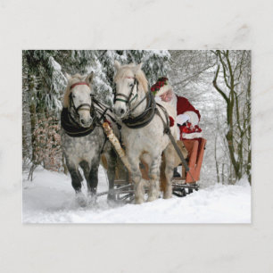 Santa Claus Carriage Christmas Holiday Postcard