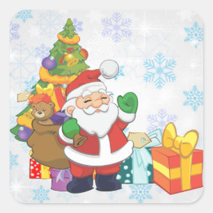 Santa Claus Carrying Presents Square Sticker