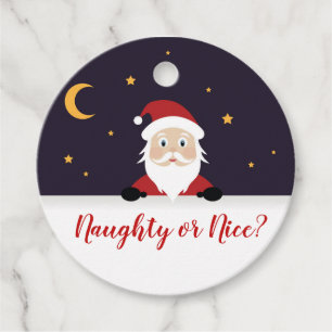 Santa Claus cartoon asks naughty or nice  Favour Tags