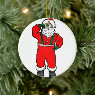 Santa Claus Cartoon Illustration Ceramic Tree Decoration