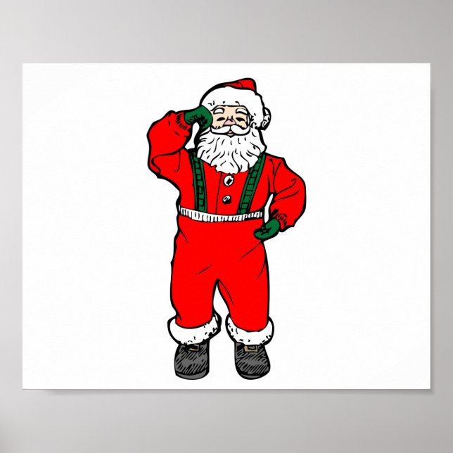 Santa Claus Cartoon Illustration Poster (Front)