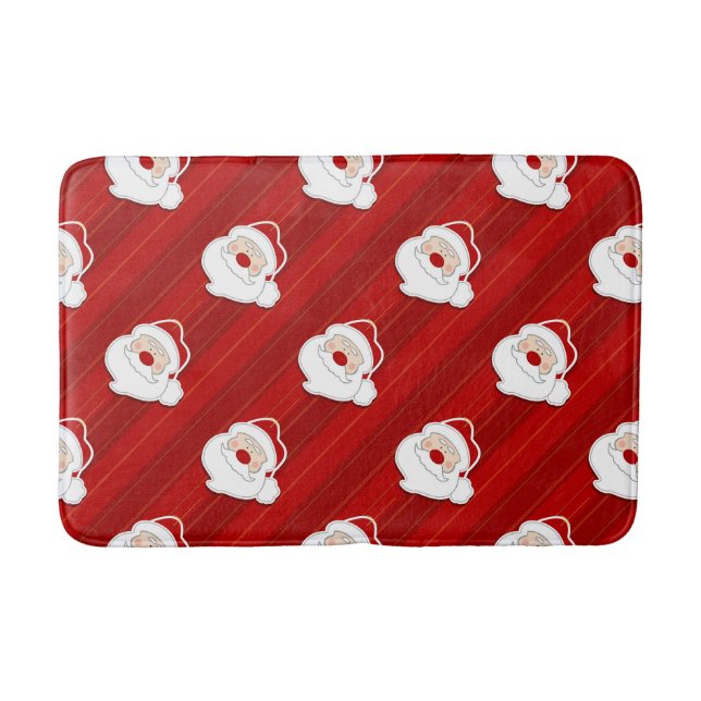 Santa Claus Cartoon Red Bath Mat (Front)
