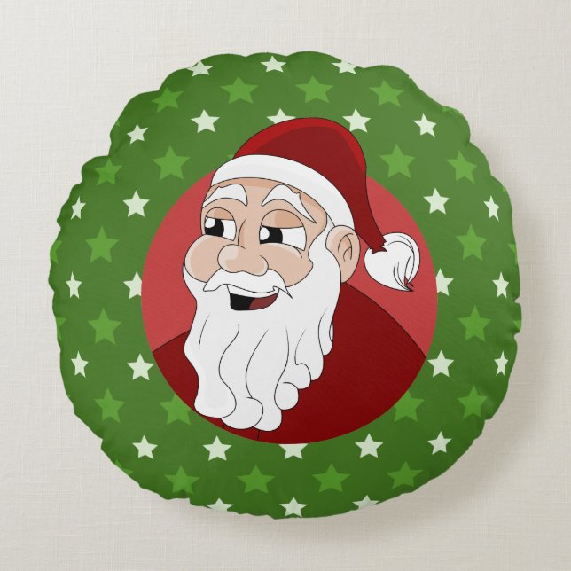 Santa Claus Cartoon Round Cushion (Front)