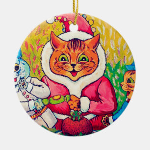 Santa Claus Cat, Louis Wain Ceramic Tree Decoration