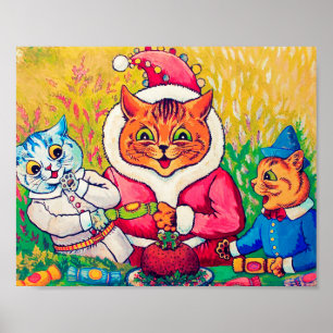 Santa Claus Cat, Louis Wain Poster