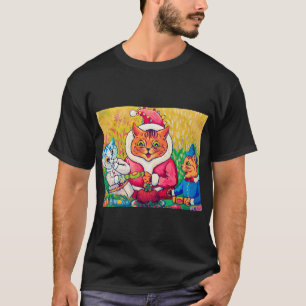 Santa Claus Cat, Louis Wain T-Shirt