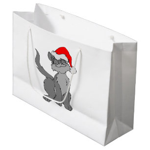 Santa Claus cat with a red santa hat Large Gift Bag