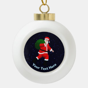 Santa Claus Ceramic Ball Christmas Ornament