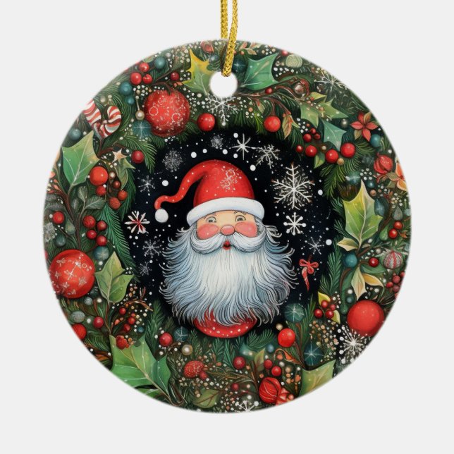 Santa Claus Ceramic Tree Decoration (Front)