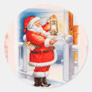 Santa Claus checking his list Classic Round Sticker
